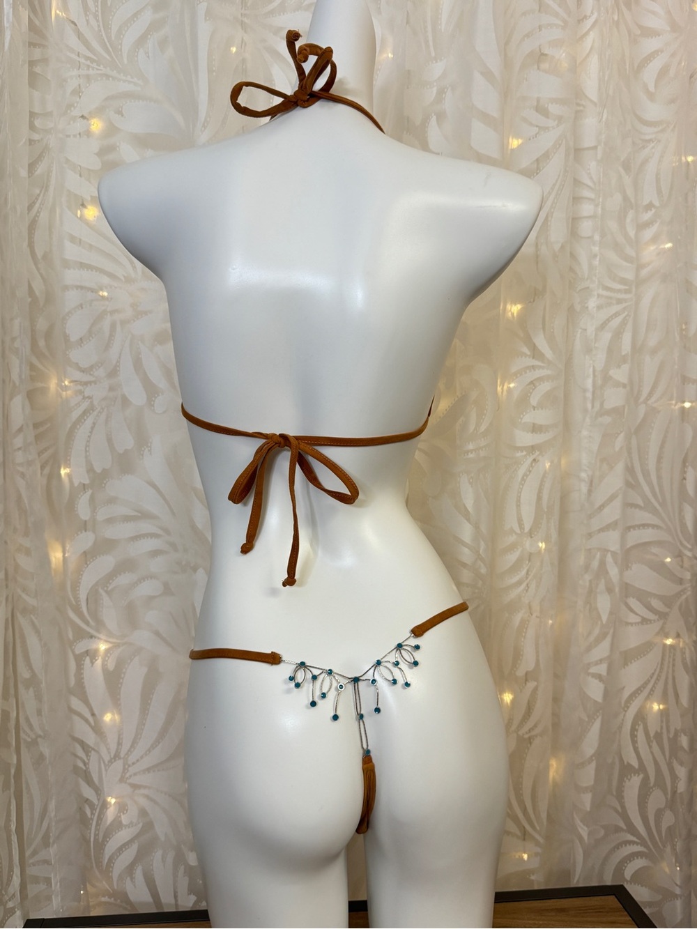 Brown Beaded String Bikini Set - Women's Swim Made in USA 🇺🇸